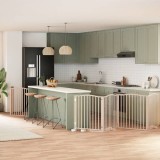 vidaXL Poartă de c&acirc;ini pliabilă cu ușă, 8 panouri, 640 cm, lemn plop 3155614