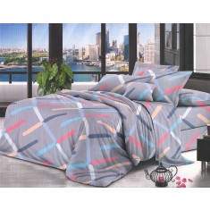 Lenjerie de pat pentru o persoana cu husa de perna dreptunghiulara, Niara, bumbac mercerizat, multicolor