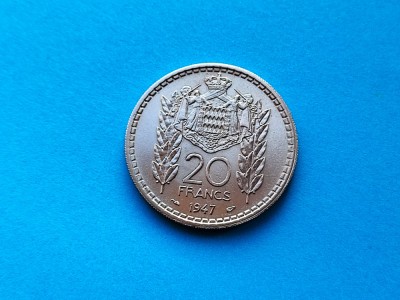20 Francs 1947 Monaco-AUNC- RAR! foto