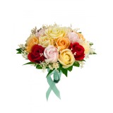 Buchet mediu personalizabil cu trandafiri si floarea miresei (Multicolor)
