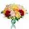 Buchet mediu personalizabil cu trandafiri si floarea miresei (Multicolor)