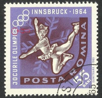 EROARE ROMANIA 1963 LP 571, JO INNSBRUCK PUNCT / OZN INTRE ,, CE&amp;#039;&amp;#039; foto