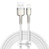 Cablu Date Baseus Cafule Metal USB la Lightning iPhone, Fast Charging 2.4A, Braided, 2m, Alb