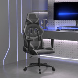 VidaXL Scaun de gaming de masaj, negru și gri, piele ecologică