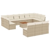 Cumpara ieftin Set canapele de gradina, 14 piese, cu perne, bej, poliratan