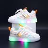 Adidasi albi cu dungi colorate si luminite (Marime Disponibila: Marimea 22), Superbaby
