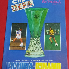 Program meci fotbal VICTORIA BUCURESTI - DYNAMO DRESDA (Cupa UEFA 28.02.1989)