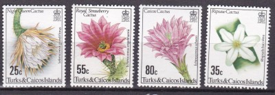 Turks Caicos 1981 flori cactusi MI 527-530 MNH foto