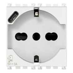 Priza universala + USB tip C 2M Vimar Arke alb 19210.USB.B