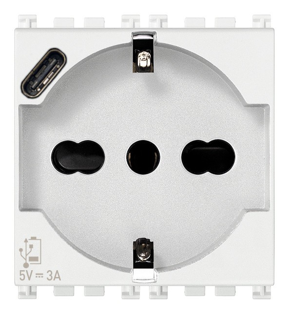 Priza universala + USB tip C 2M Vimar Arke alb 19210.USB.B