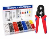 Cumpara ieftin Set cleste sertizare rosu-albastru cu 1200 pini terminali electrici, 0.25-10 mm &sup2;, ferule izolate multicolore cu cutie organizatoare