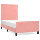Cumpara ieftin Cadru de pat cu tablie, roz, 90x200 cm, catifea