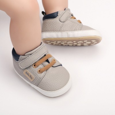 Pantofiori gri pentru baietei - Baby Boy (Marime Disponibila: 3-6 luni (Marimea foto