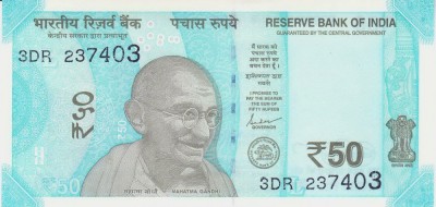 Bancnota India 50 Rupii 2019 - P111 UNC ( litera L ) foto