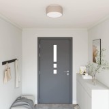Cumpara ieftin Lustră, taupe, montaj &icirc;ncastrat, &Oslash; 30 cm, țesătură, E27