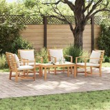 Set de canapele pentru grădină 5 pcs natural Lemn masiv de tec