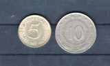 IUGOSLVIA 1985/1977- 5 SI 10 DINARI. LOT 2 MONEDE, VF, Europa