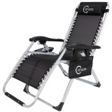 Cumpara ieftin Scaun tip Sezlong Pliabil Deluxe Gravitatie Zero pentru Terasa, Gradina sau Plaja cu Tetiera si Suport Bauturi, Reglabil, Negru