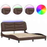 Cumpara ieftin Cadru de pat cu LED fara saltea, Hvar, maro, 160x200 cm