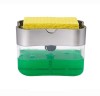 Dozator Detergent Lichid Bucatarie cu Burete Inclus, 385ml, Plastic ABS, Organizator Chiuveta Vase, Design Elegant