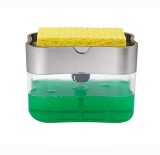 Dozator Detergent Lichid Bucatarie cu Burete Inclus, 385ml, Plastic ABS, Organizator Chiuveta Vase, Design Elegant