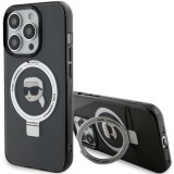 Husa iPhone 15 Pro Max Karl Lagerfeld Hardcase Ring Stand MagSafe, Karl Head, negru, KLHMP15XHMRSKHK