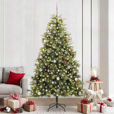 vidaXL Pom de Crăciun Artificial cu Ramuri Articulare și Conuri 240 cm 3395109 foto