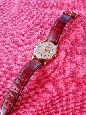 Ceas Elvețian SULTANA Chronographe Aur 18K Mărime Jumbo Rar foto