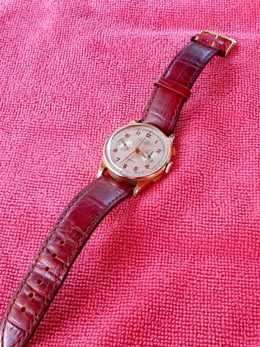 Ceas Elvețian SULTANA Chronographe Aur 18K Mărime Jumbo Rar