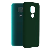 Husa soft edge compatibila cu motorola moto g9 play, mata, slim, interior microfibra, dark green, Htphone