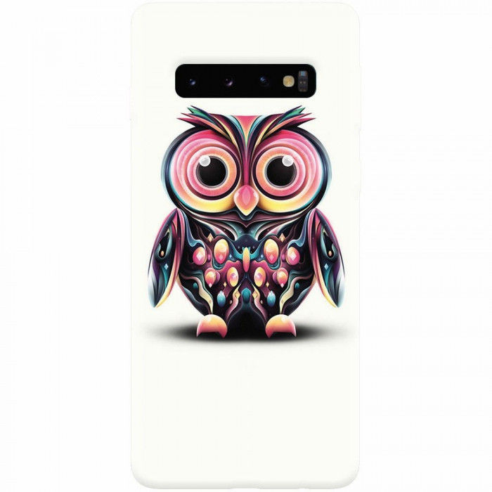 Husa silicon pentru Samsung Galaxy S10 Plus, Colorful Owl Illustration