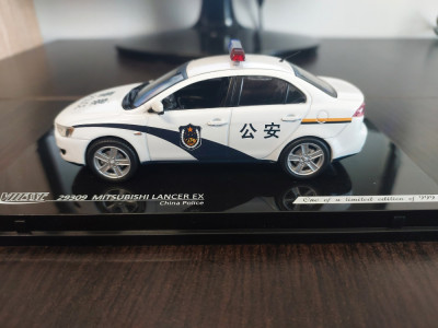 Macheta MITSUBISHI LANCER EVO X POLITIA CHINA - Vitesse, scara 1/43, noua. foto