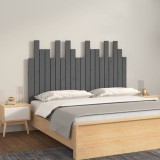 Cumpara ieftin Tăblie de pat pentru perete, gri, 127,5x3x80 cm, lemn masiv pin