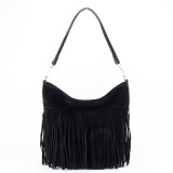 Cumpara ieftin Geanta neagra FloraCO Paris cu franjuri F7515 14