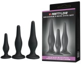Set 3 Dopuri Anale Pretty Love Mini Anal Kit, Silicon, Negru