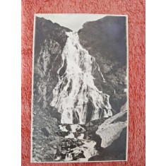 Fotografie tip carte postala, cascada Urlatoarea Balei, Fagaras, perioada interbelica