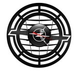 Ceas de perete decorativ realizat din disc de vinil, Model Sigla Opel / Grila Auto, Negru, 30 cm