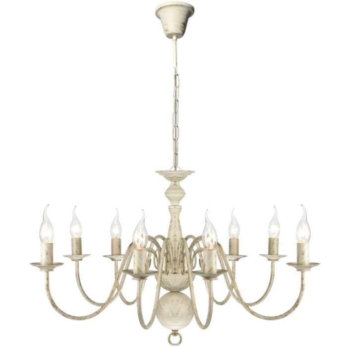 Candelabru alb de metal &icirc;n stil antic 8 x becuri E14