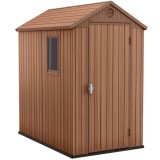 Casuta de gradina, Keter, Maro, 4x6, colectie Darwin, usa dubla, podea, ventilatie, ranforsare metalica