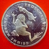 (A289) MONEDA DIN ARGINT GERMANIA - 20 EURO 2018, LIT. F - POVESTILE FRATILOR GRIMM - FROSCHKONIG