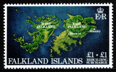 Falkland 1982, Mi #354**, harta insulelor Falkland, MNH! Cota 6 &amp;euro;! foto