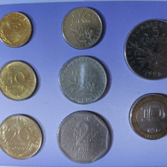 Seria completata monede - Franta 1960-2000 in franci, 8 monede