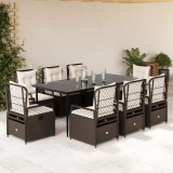 vidaXL Set mobilier de grădină cu perne, 9 piese, maro, poliratan 3262977