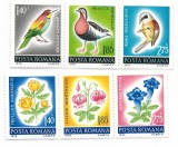 Romania (690) - Ocrotirea naturii, pasari si flori, 1973 - serie neobliterata