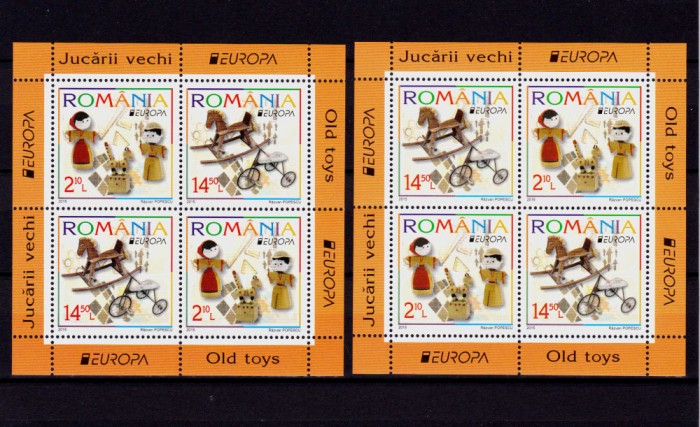 ✅RO 2015 LP 2063c ,&quot;Europa 2015-Jucarii vechi&quot;, pereche colite 624 I + II ,MNH