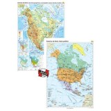 America de Nord. Harta fizico-geografica si a principalelor resurse naturale de subsol si America de Nord. Harta politica, Duo Plus 120x160 cm CR-3113