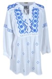 Bluza tip ie dama RDB2, alb zapada/albastru nautic , marimea L