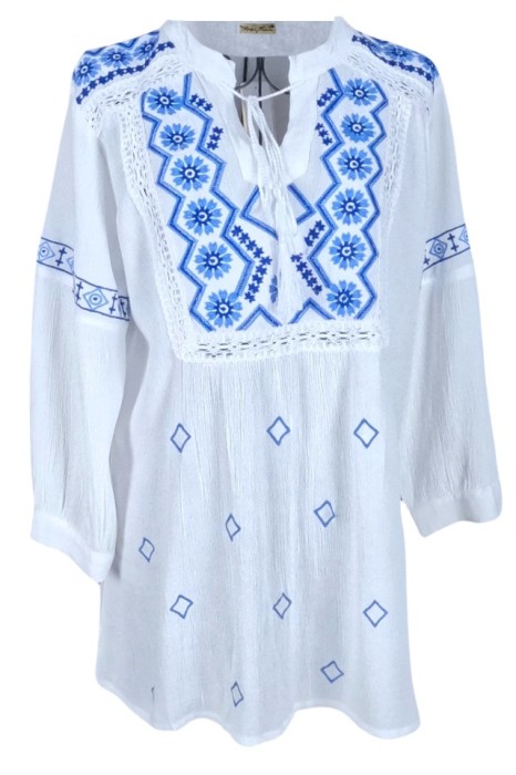 Bluza tip ie dama RDB2, alb zapada/albastru nautic , marimea S
