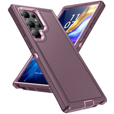 Husa de Protectie Telefon, Compatibila Samsung Galaxy S22, 3 Piese in 1, Antisoc si Antialunecare, Uz Intens, Versatyx - Mov foto