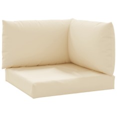 Perne de canapea din paleti, 3 buc., bej, material textil